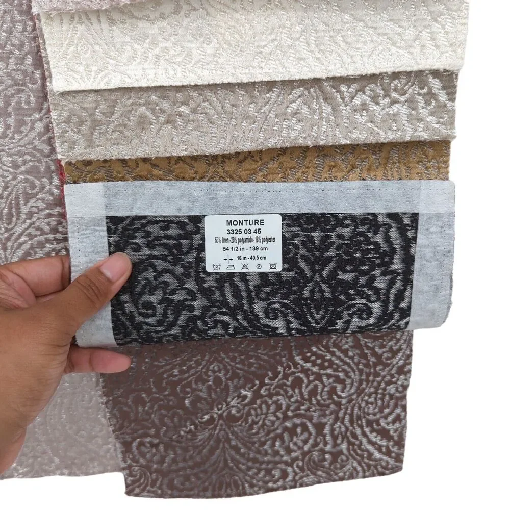 CASAMANCE Monture Sample Book Fabric 12 Swatches Silver Damask Metallic 33 x 27